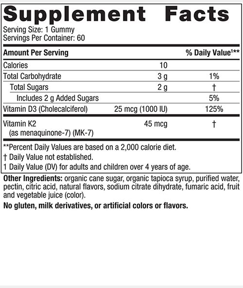 Nordic Naturals Vitamin D3+K2 Gummies